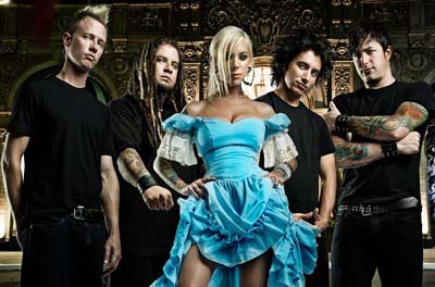 In This Moment Maria Brink in blue dress