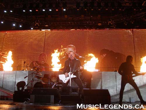 Metallica James Hetfield and Kirk Hammett Flames in background Halifax concert