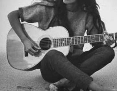 Joan Baez guitar at beach