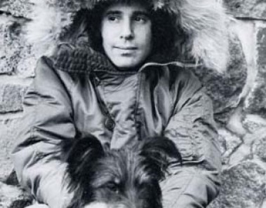 Paul Simon fur coat and dog 1972