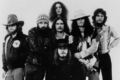 Lynyrd Skynyrd 1977 group photo black and white