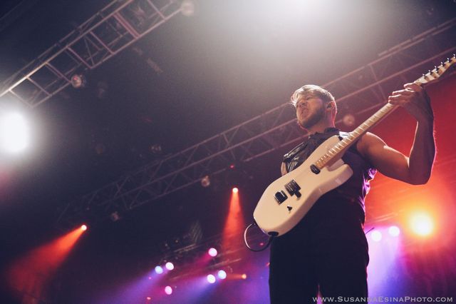 Miss May I house of blues boston guitarist white guitar