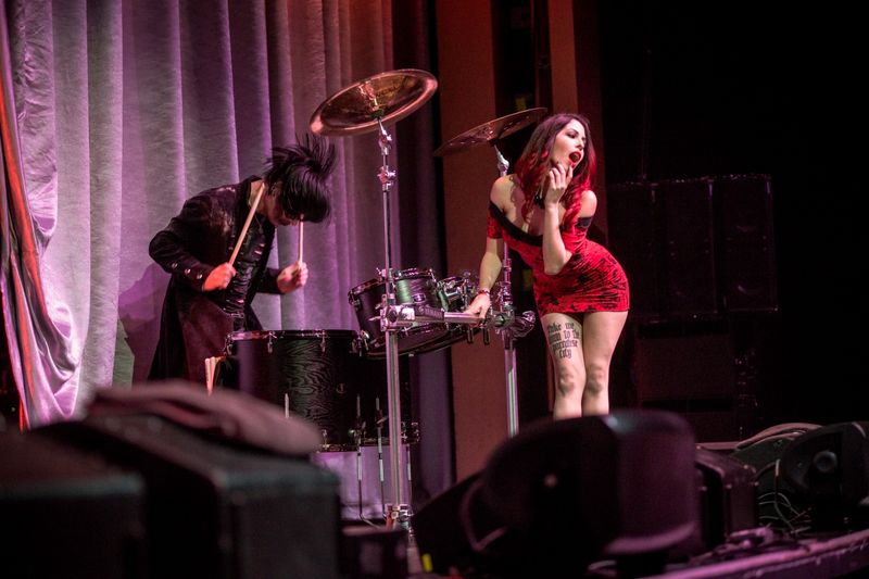 namm jam 2016 girl in red dress