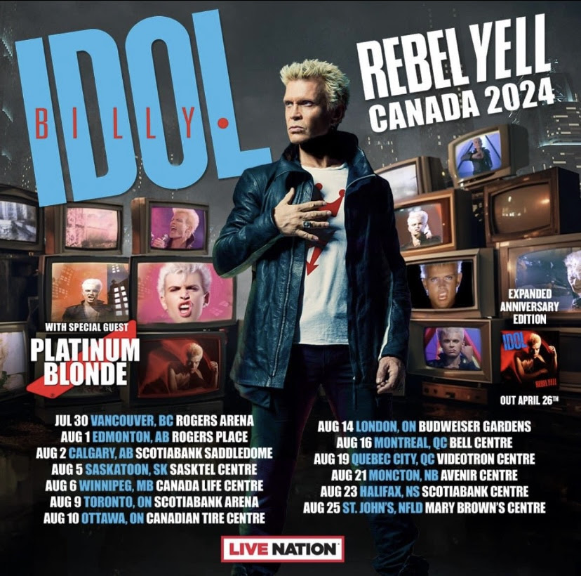 Billy Idol REBEL YELL CANADA TOUR 2024